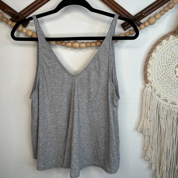 Free People Gray Ribbed Swing Tank - Picture 1 of 4